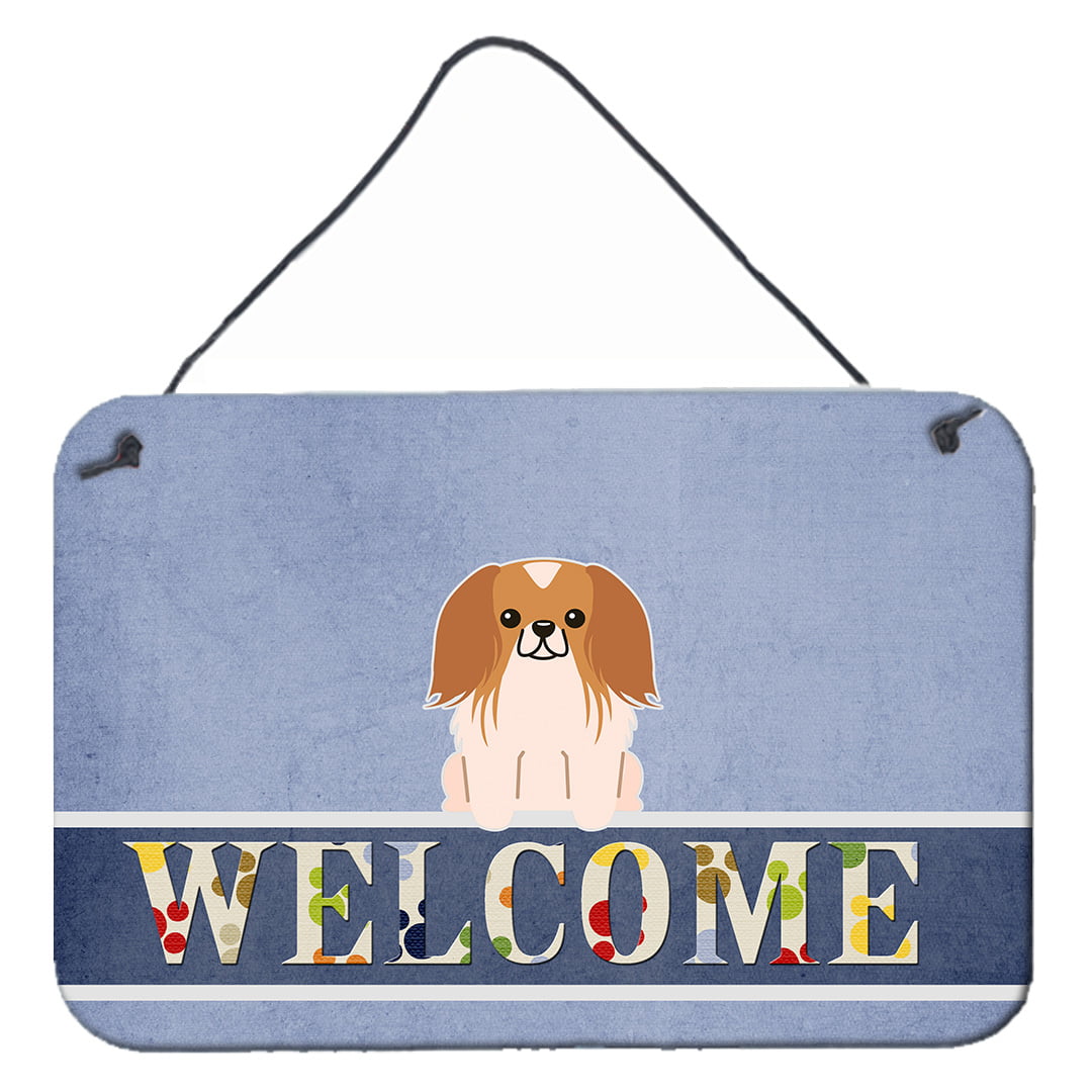 Pekingnese Red White Welcome Wall or Door Hanging Prints