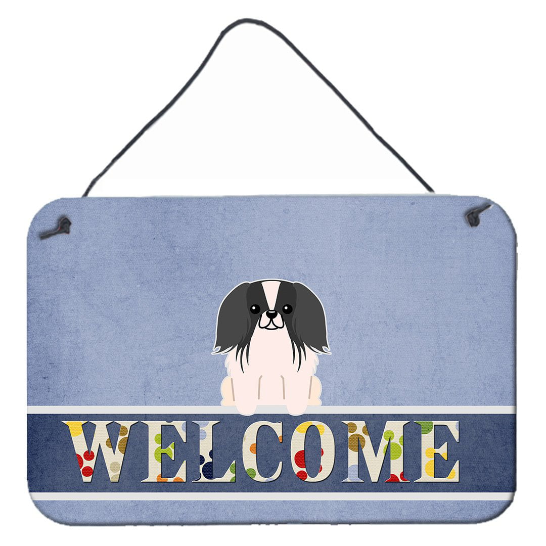 Pekingnese Black White Welcome Wall or Door Hanging Prints