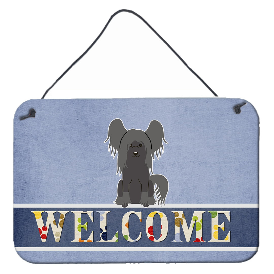 Chinese Crested Black Welcome Wall or Door Hanging Prints