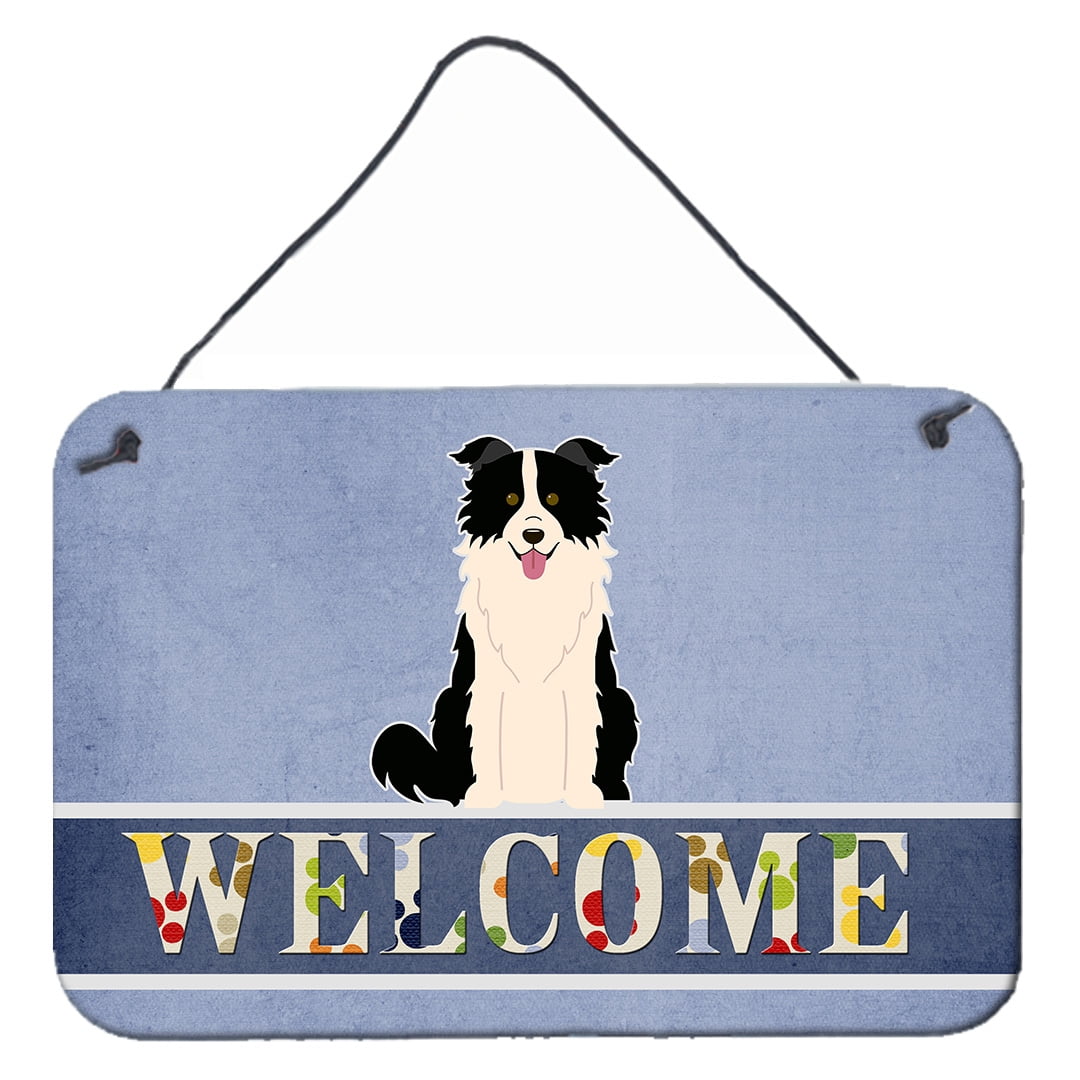 Border Collie Black White Welcome Wall or Door Hanging Prints