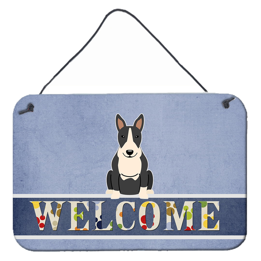 Bull Terrier Black White Welcome Wall or Door Hanging Prints