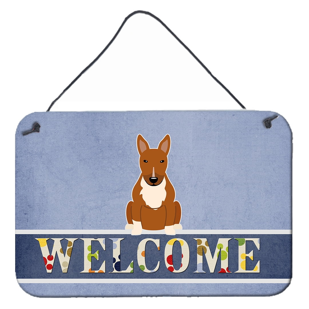 Bull Terrier Red Welcome Wall or Door Hanging Prints