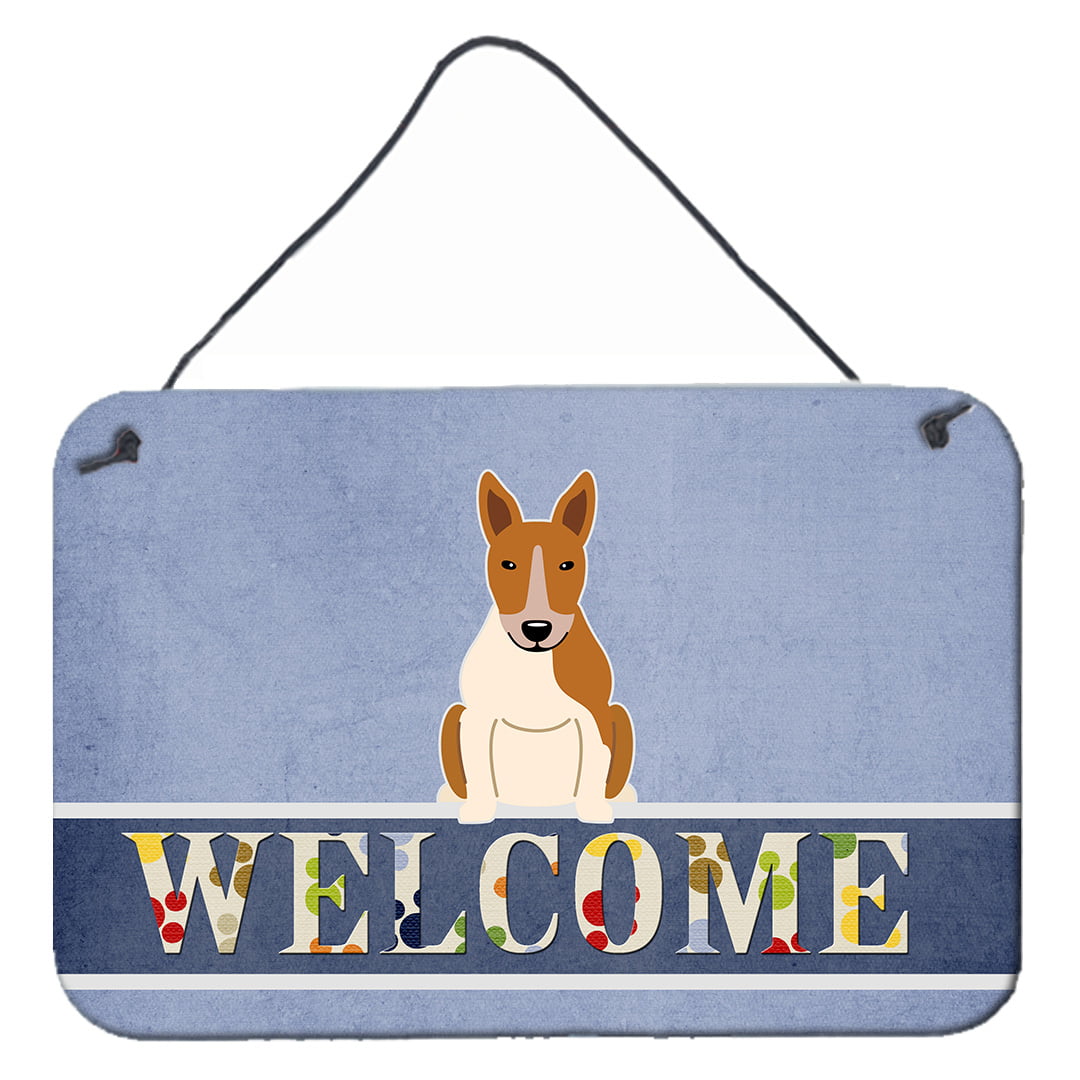 Bull Terrier Red White Welcome Wall or Door Hanging Prints