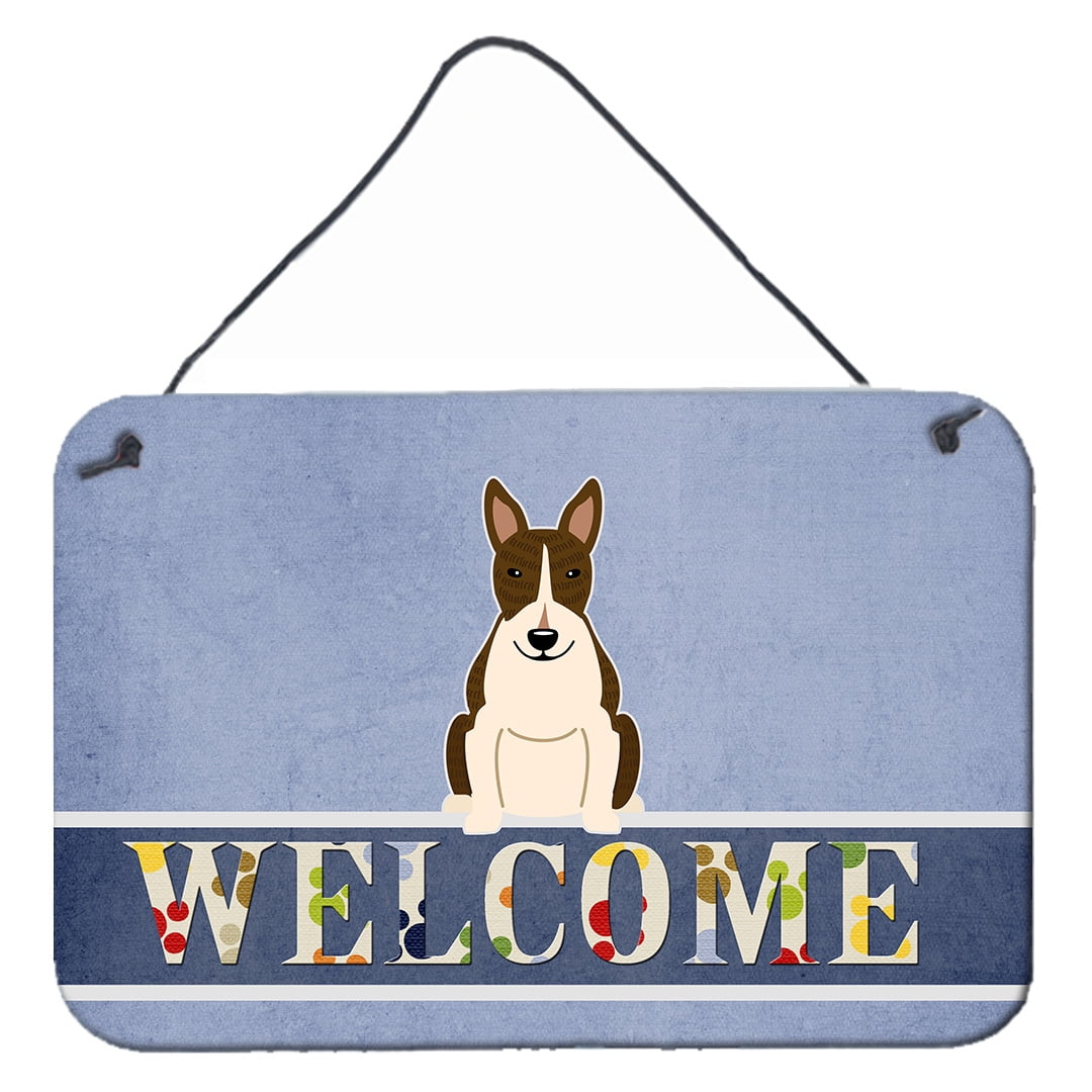 Bull Terrier Dark Brindle Welcome Wall or Door Hanging Prints