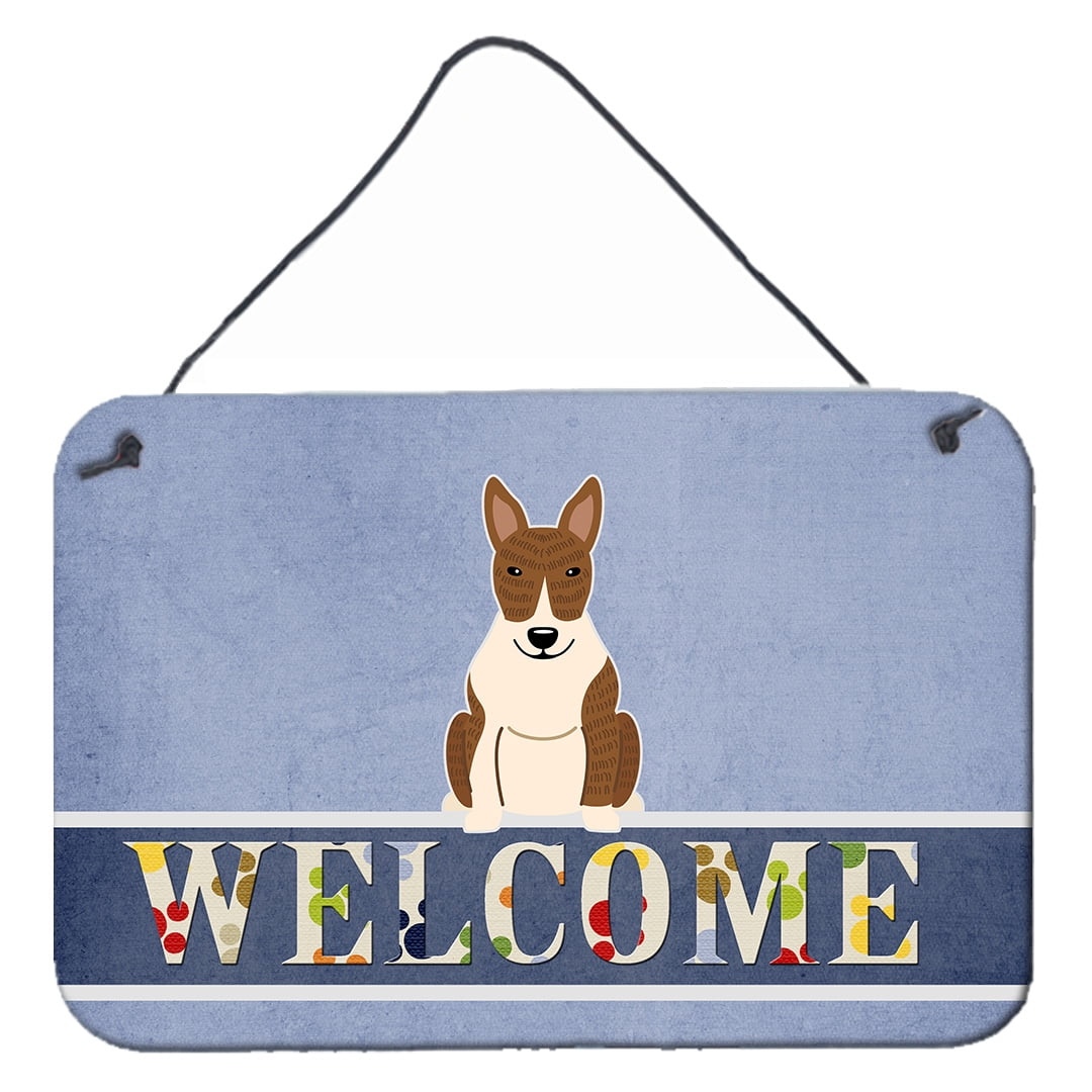 Bull Terrier Brindle Welcome Wall or Door Hanging Prints
