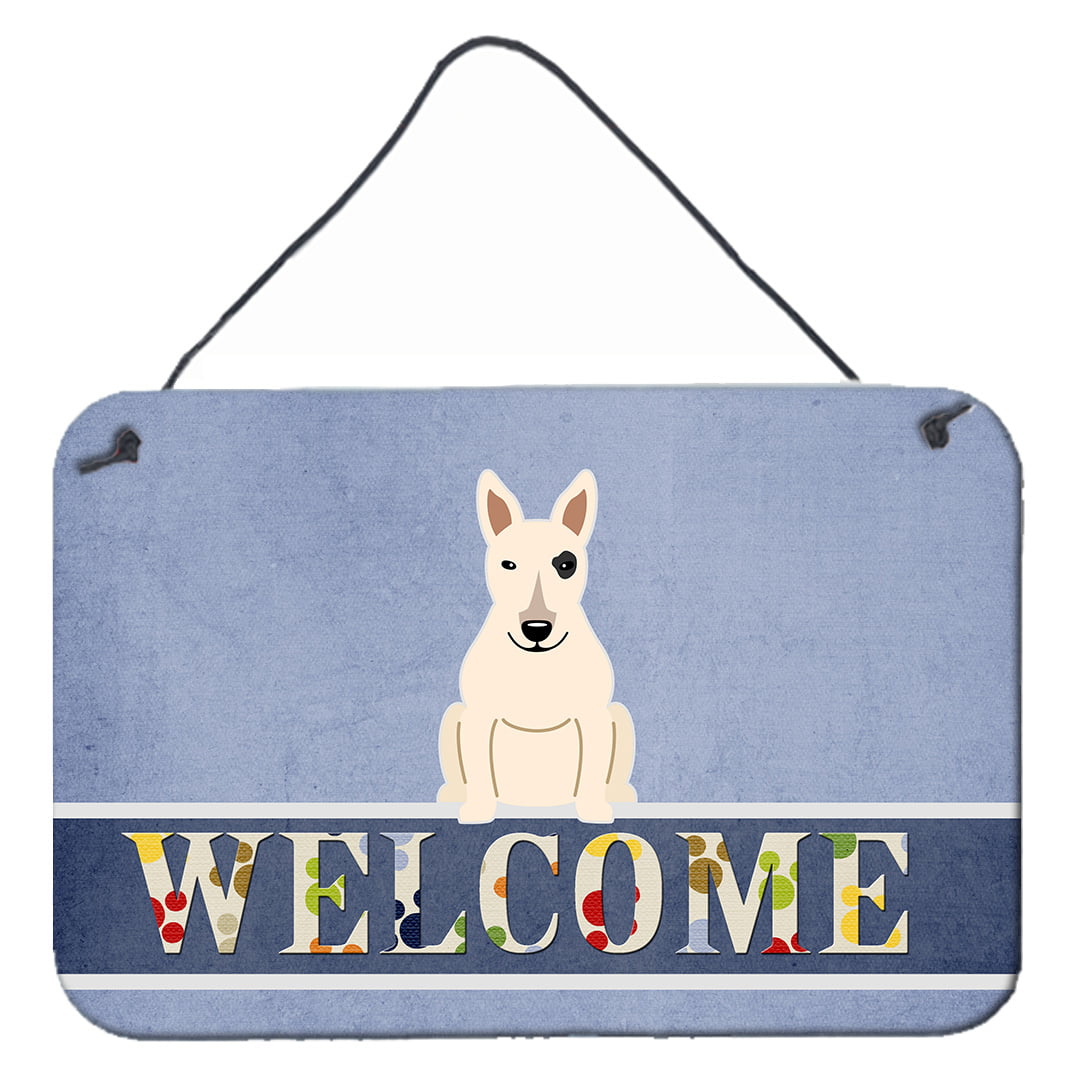 Bull Terrier White Welcome Wall or Door Hanging Prints