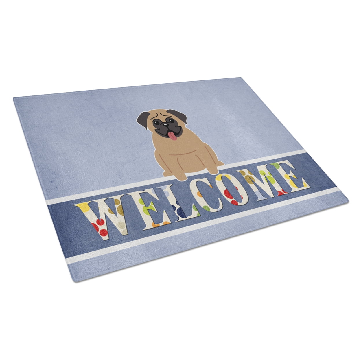 Pug Brown Welcome Glass Cutting Board - Large