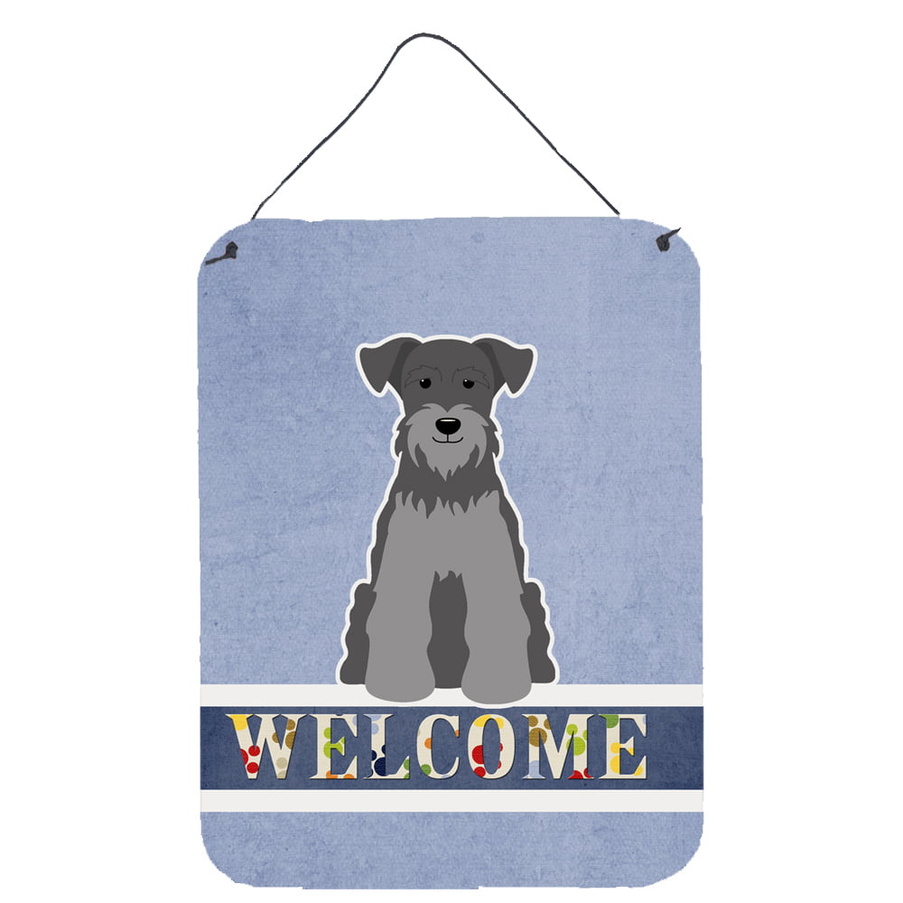 Miniature Schanuzer Black Silver Welcome Wall or Door Hanging Prints