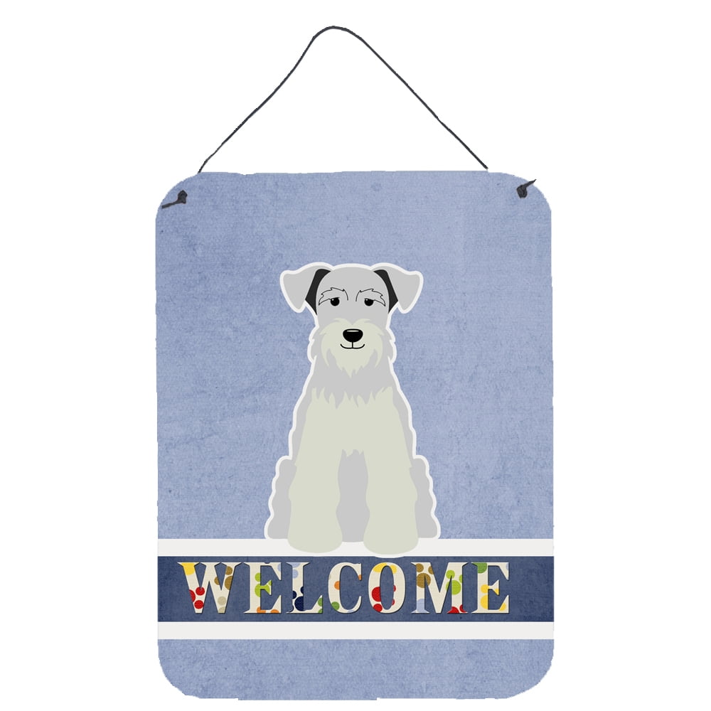 Miniature Schanuzer White Welcome Wall or Door Hanging Prints
