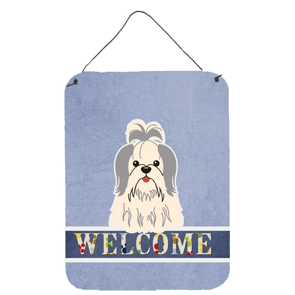 Shih Tzu Silver White Welcome Wall or Door Hanging Prints