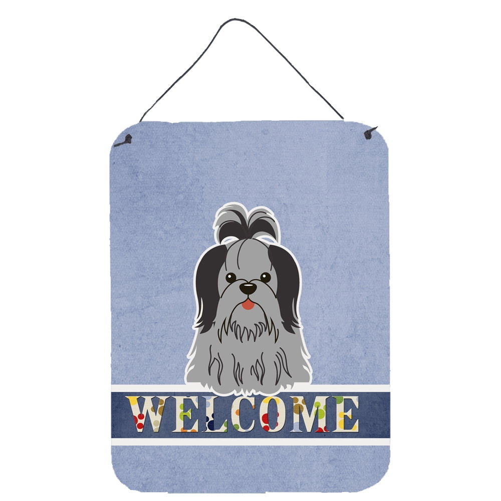 Shih Tzu Black Silver Welcome Wall or Door Hanging Prints