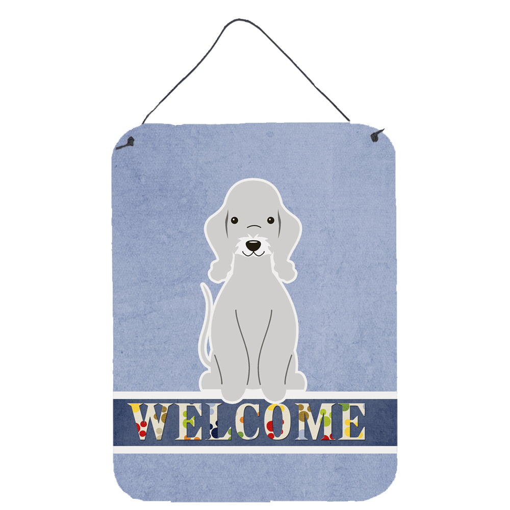 Bedlington Terrier Blue Welcome Wall or Door Hanging Prints