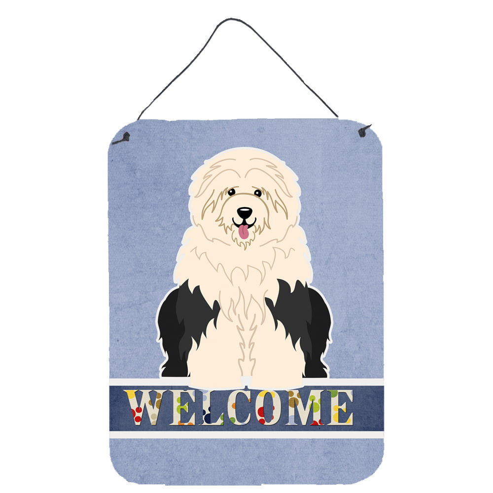BB5677DS1216 Old English Sheepdog Welcome Wall or Door Hanging Prints