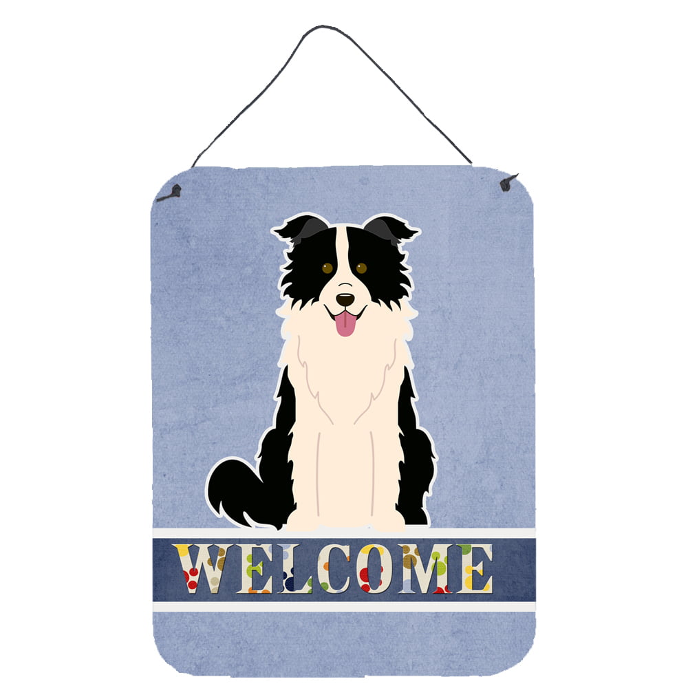 Border Collie Black White Welcome Wall or Door Hanging Prints
