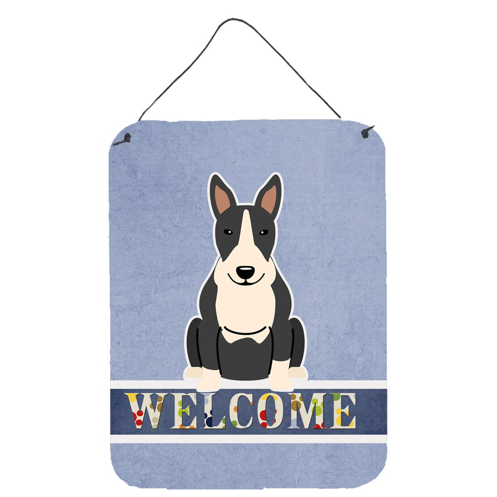 Bull Terrier Black White Welcome Wall or Door Hanging Prints