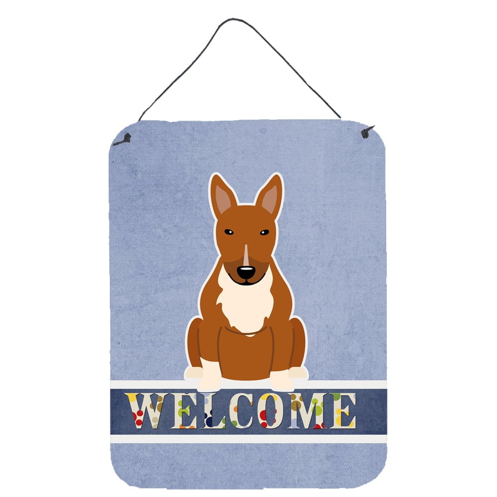 Bull Terrier Red Welcome Wall or Door Hanging Prints