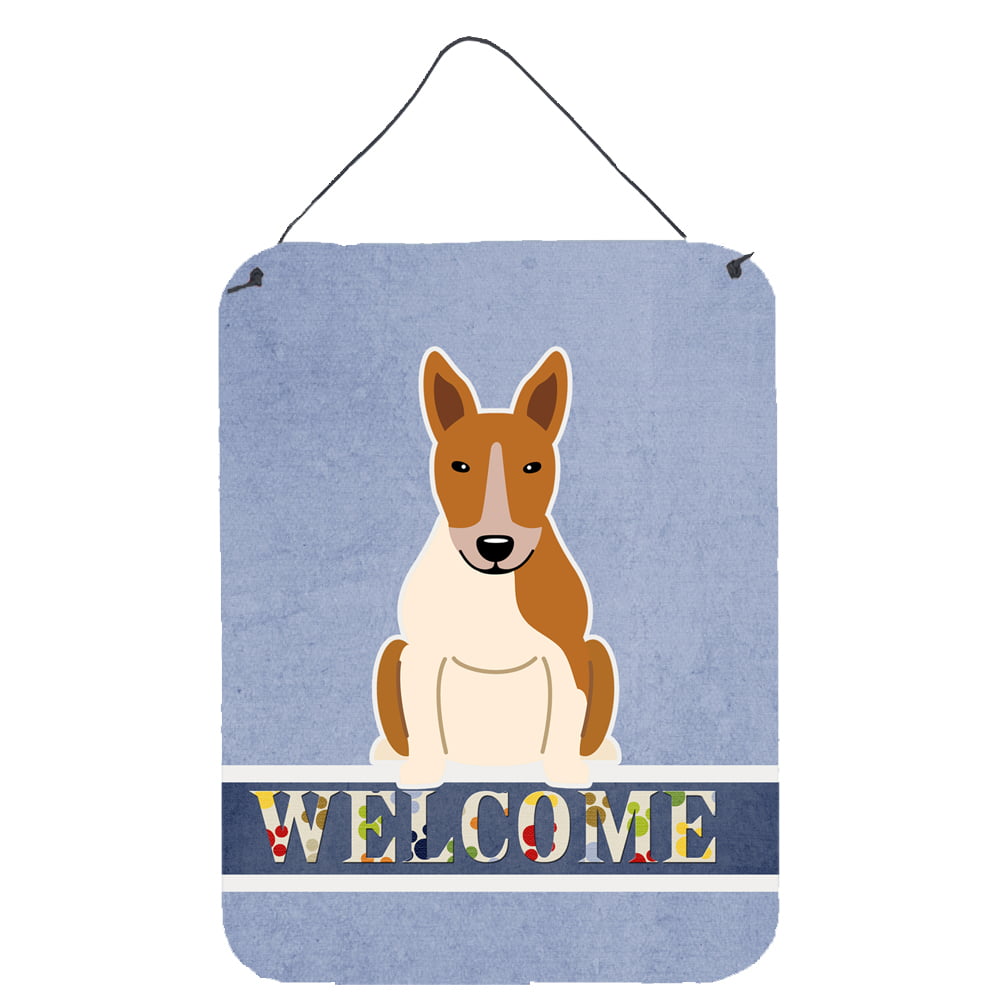 Bull Terrier Red White Welcome Wall or Door Hanging Prints