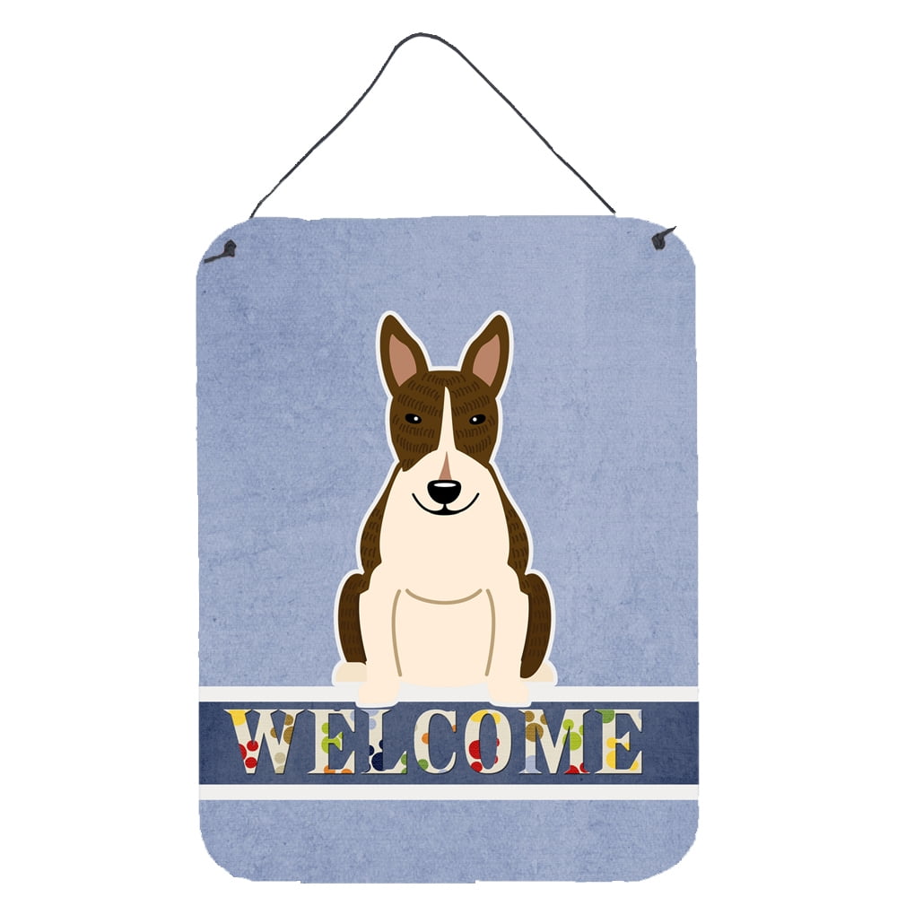 Bull Terrier Dark Brindle Welcome Wall or Door Hanging Prints