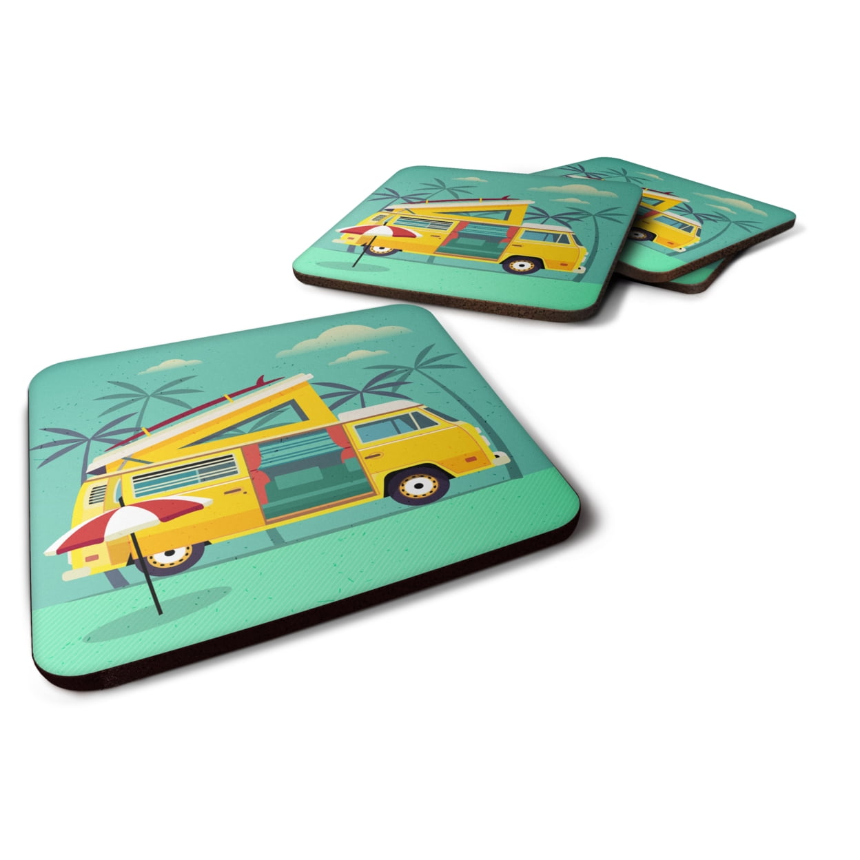 Greatest Adventure Camper Van Foam Coasters - Set of 4
