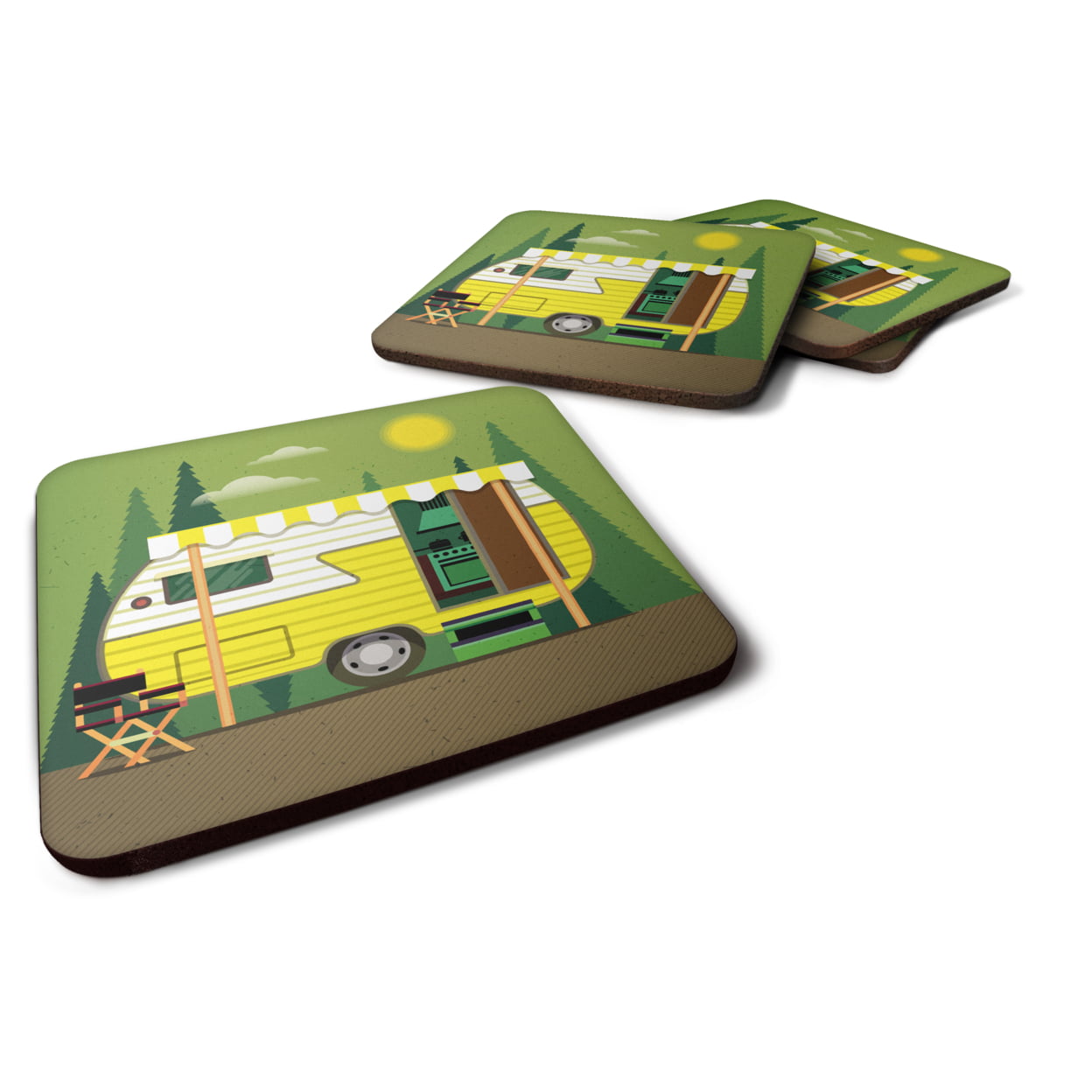 Greatest Adventure Retro Camper Foam Coasters - Set of 4