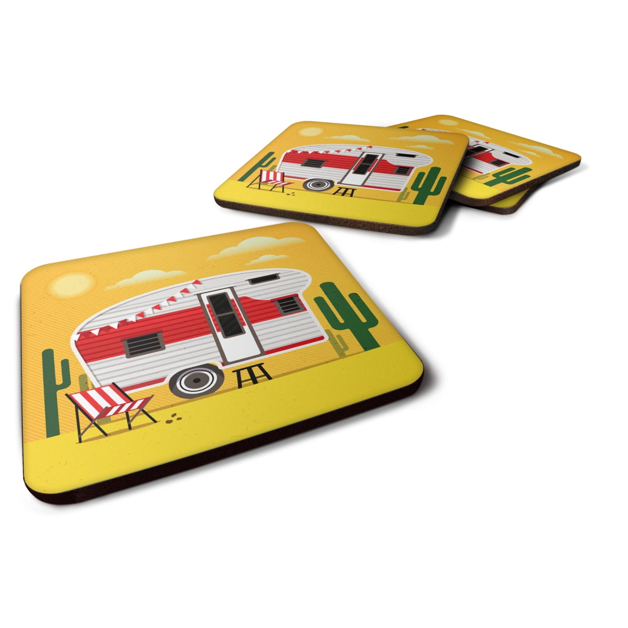 Greatest Adventure Retro Camper Desert Foam Coasters - Set of 4