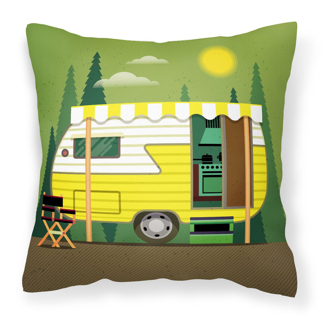 Greatest Adventure Retro Camper Fabric Decorative Pillow