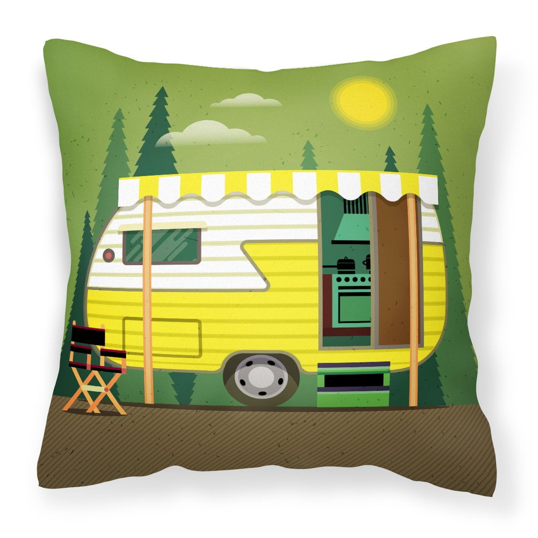 Greatest Adventure Retro Camper Fabric Decorative Pillow