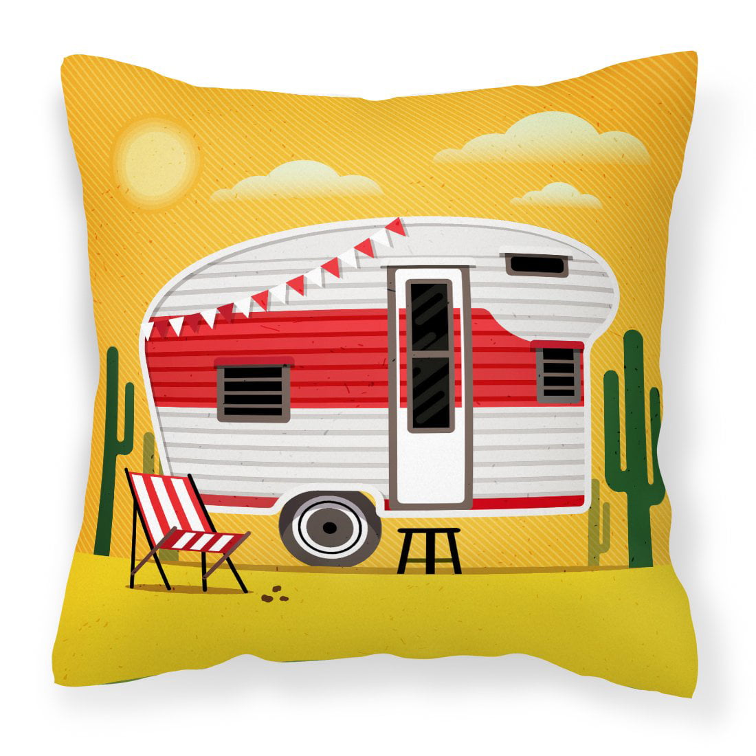 Greatest Adventure Retro Camper Desert Fabric Decorative Pillow