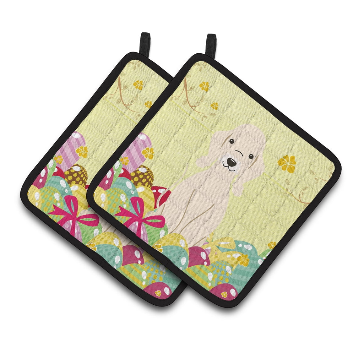 BB6091PTHD Easter Eggs Bedlington Terrier Sandy Pair of Pot Holders