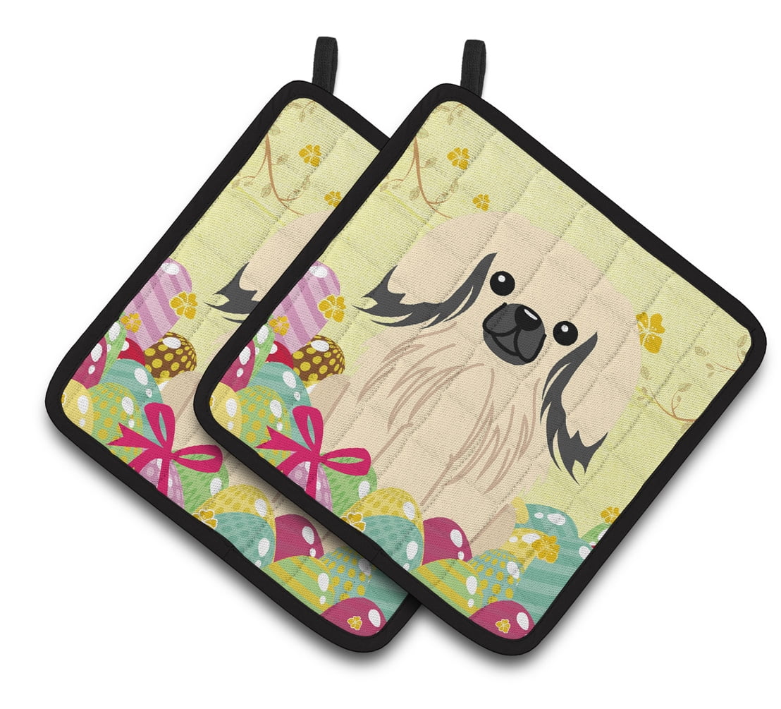 BB6106PTHD Easter Eggs Pekingnese Cream Pair of Pot Holders