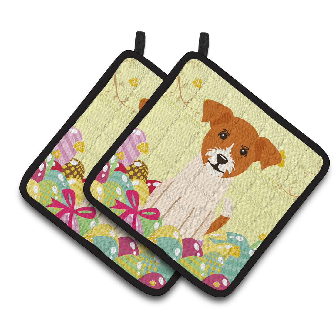 Easter Eggs Jack Russell Terrier Pair of Pot Holders