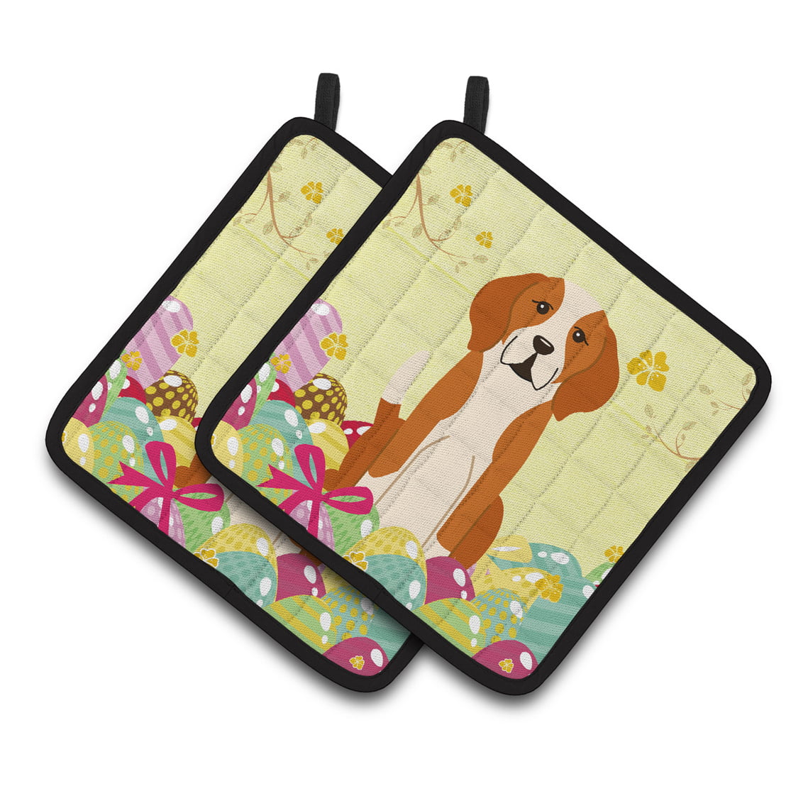 BB6110PTHD Easter Eggs English Foxhound Pair of Pot Holders