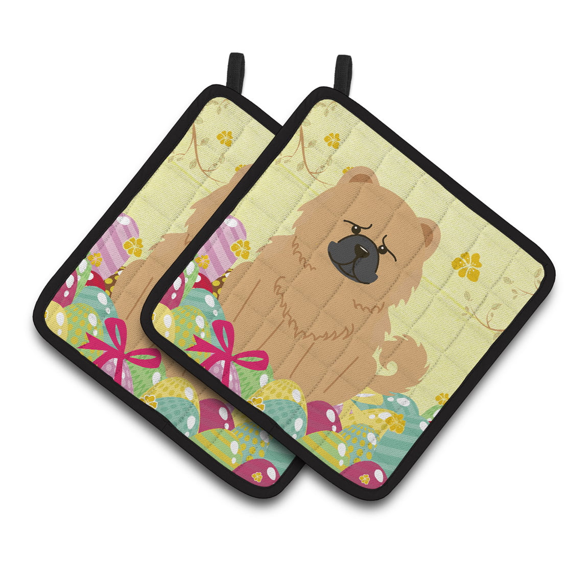 BB6144PTHD Easter Eggs Chow Chow Cream Pair of Pot Holders