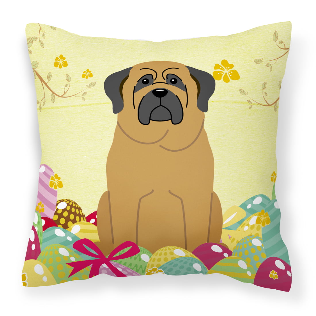 Easter Eggs Mastiff Fabric Decorative Pillow