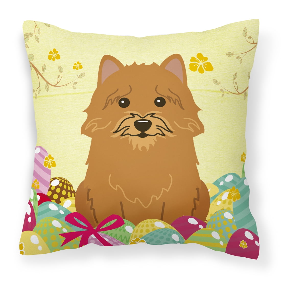 Easter Eggs Norwich Terrier Fabric Decorative Pillow