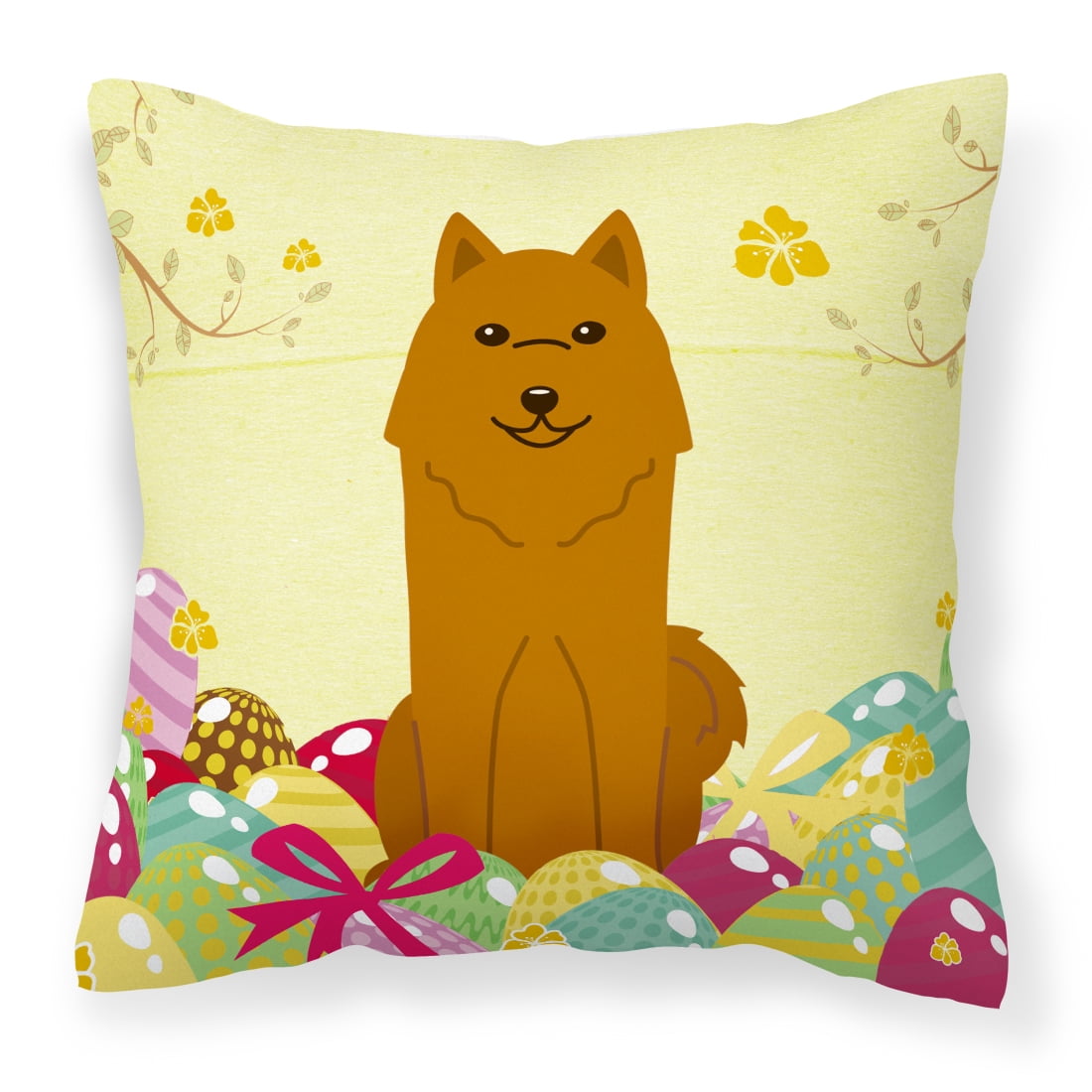 Easter Eggs Karelian Bear Dog Fabric Decorative Pillow