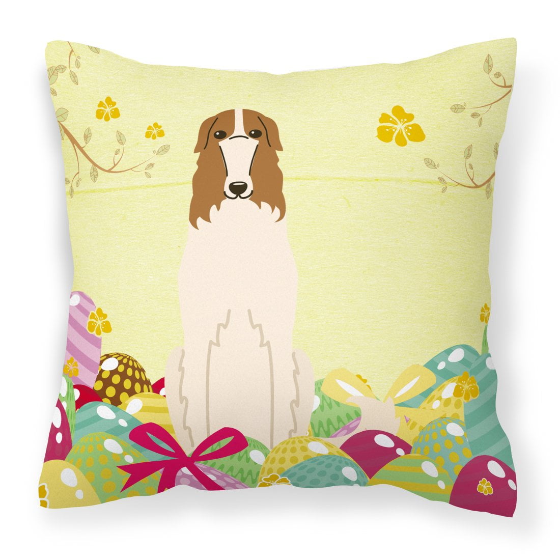 Easter Eggs Borzoi Fabric Decorative Pillow