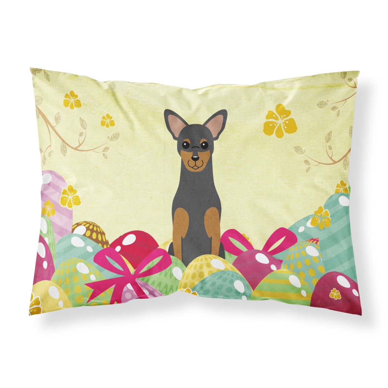 BB6028PILLOWCASE Easter Eggs Manchester Terrier Fabric Standard Pillowcase