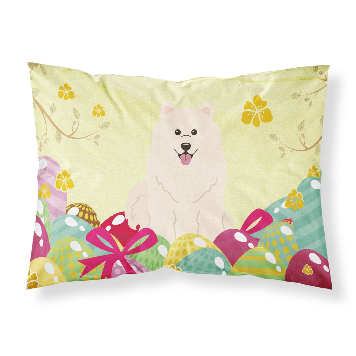 BB6030PILLOWCASE Easter Eggs Samoyed Fabric Standard Pillowcase