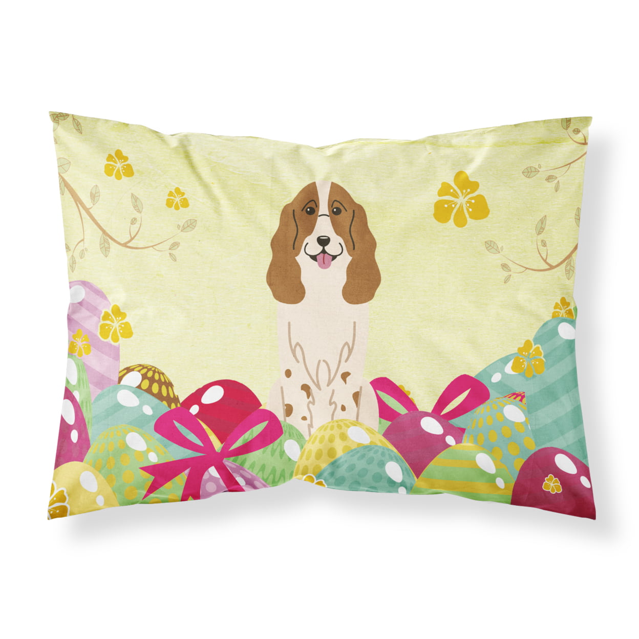 Easter Eggs Russian Spaniel Fabric Standard Pillowcase