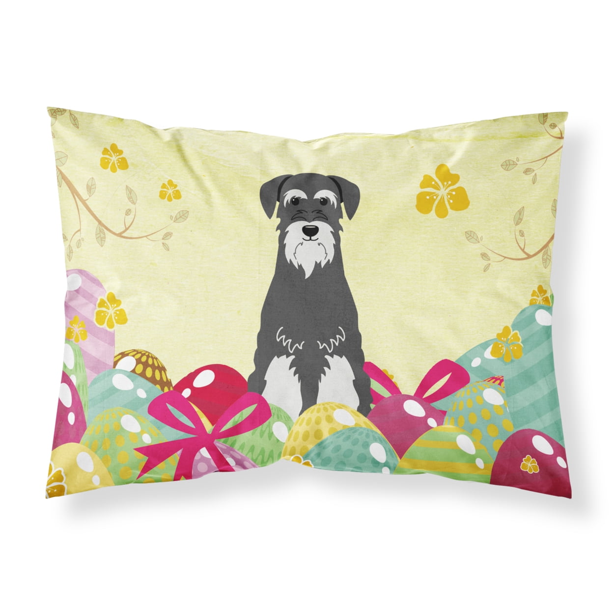 Easter Eggs Standard Schnauzer Salt & Pepper Fabric Standard Pillowcase