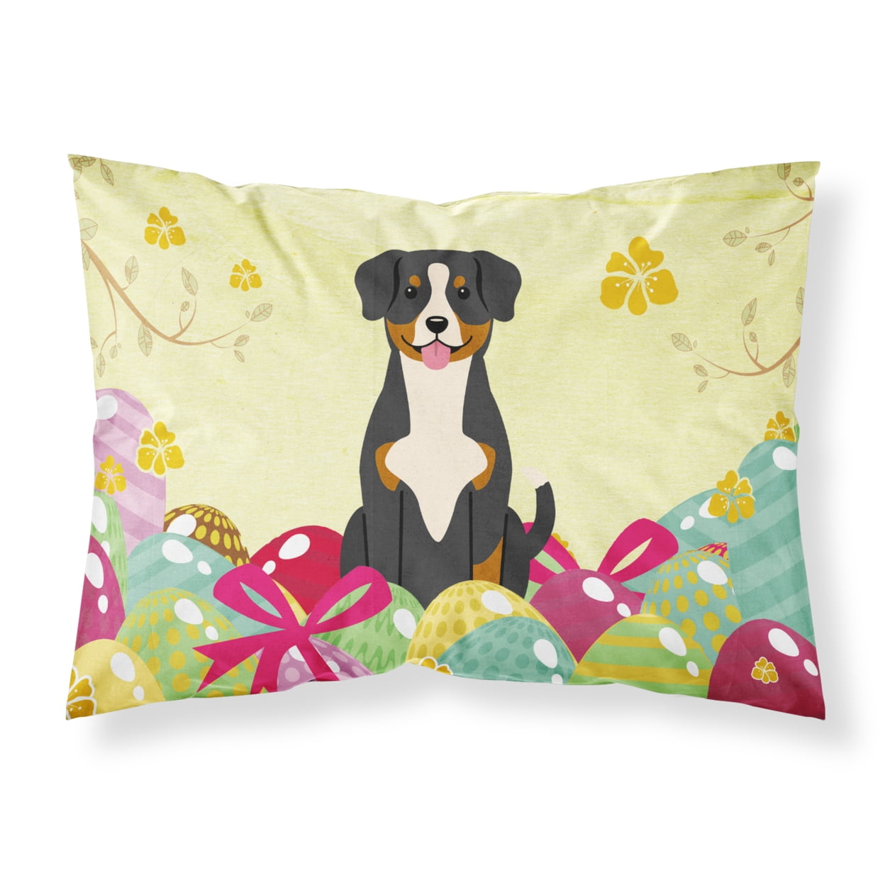 BB6038PILLOWCASE Easter Eggs Entlebucher Fabric Standard Pillowcase