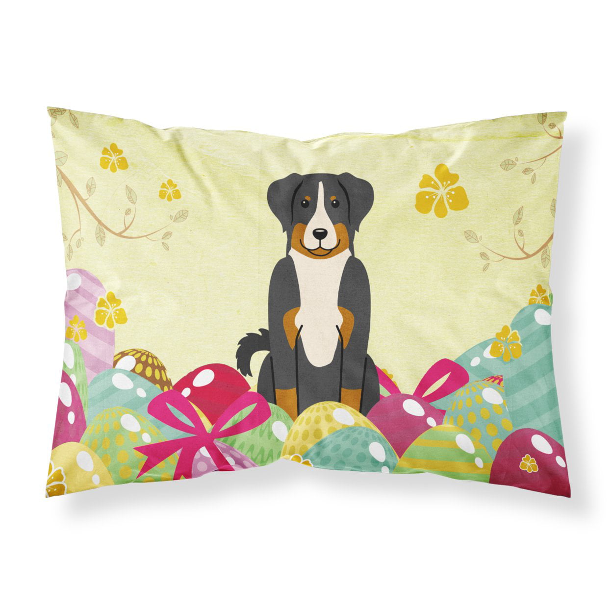 BB6043PILLOWCASE Easter Eggs Appenzeller Sennenhund Fabric Standard Pillowcase