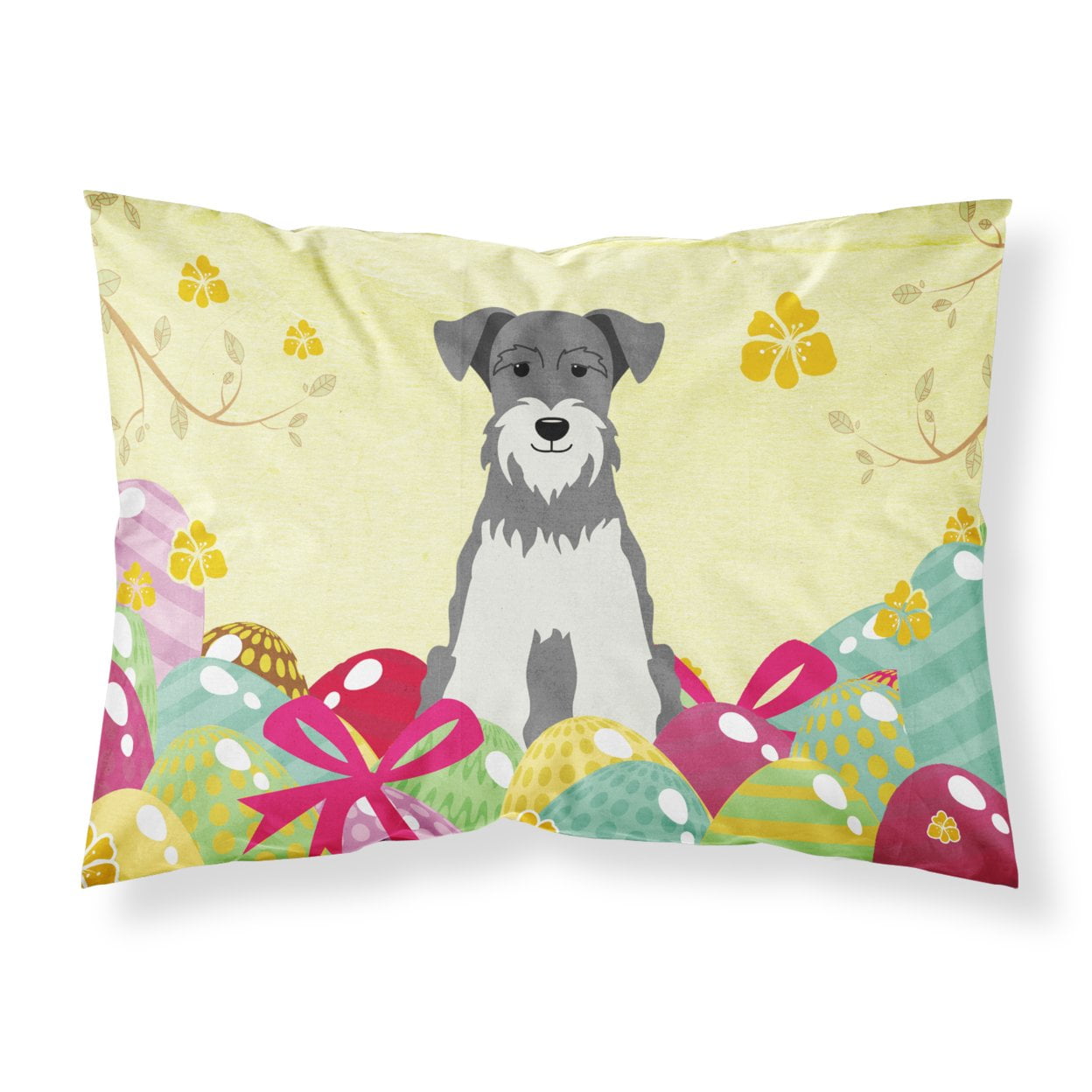 Easter Eggs Miniature Schanuzer Salt & Pepper Fabric Standard Pillowcase