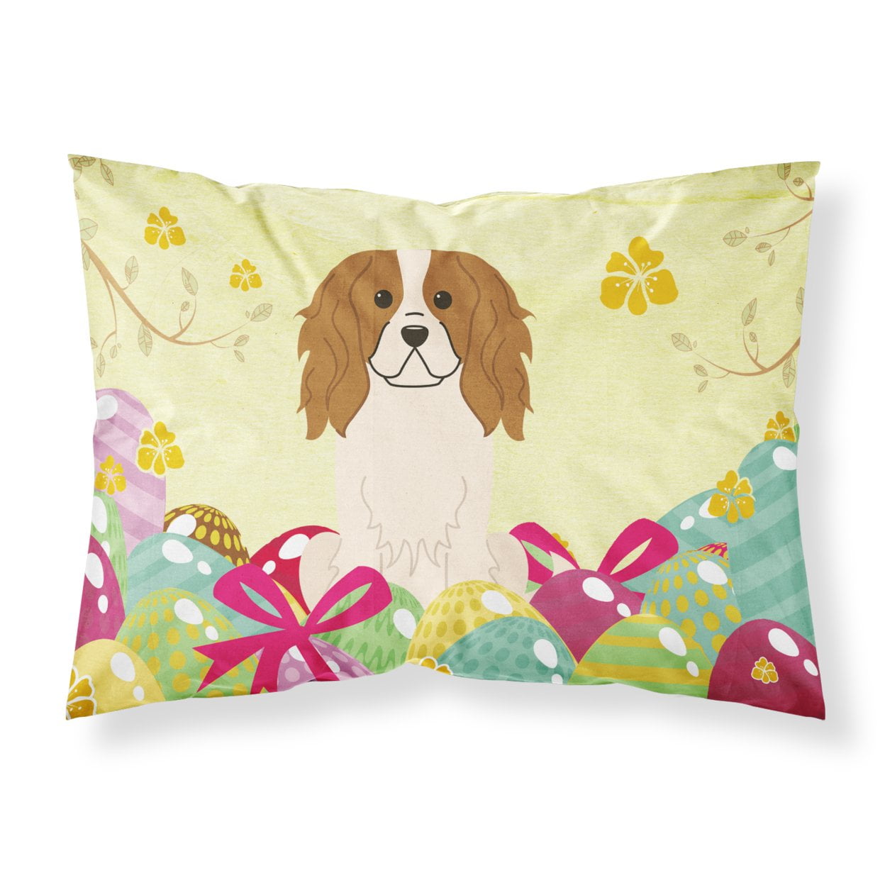 BB6058PILLOWCASE Easter Eggs Cavalier Spaniel Fabric Standard Pillowcase