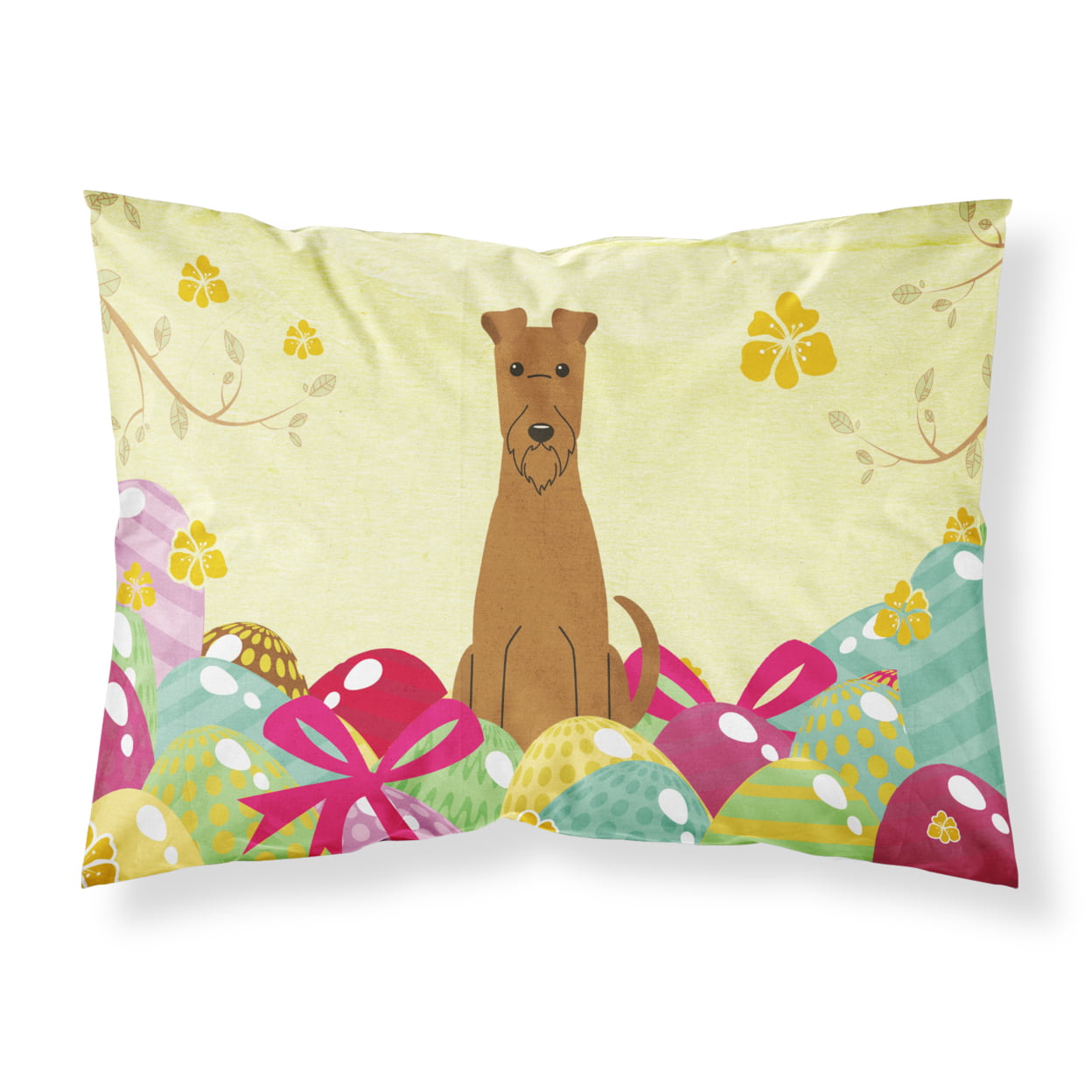 BB6062PILLOWCASE Easter Eggs Irish Terrier Fabric Standard Pillowcase