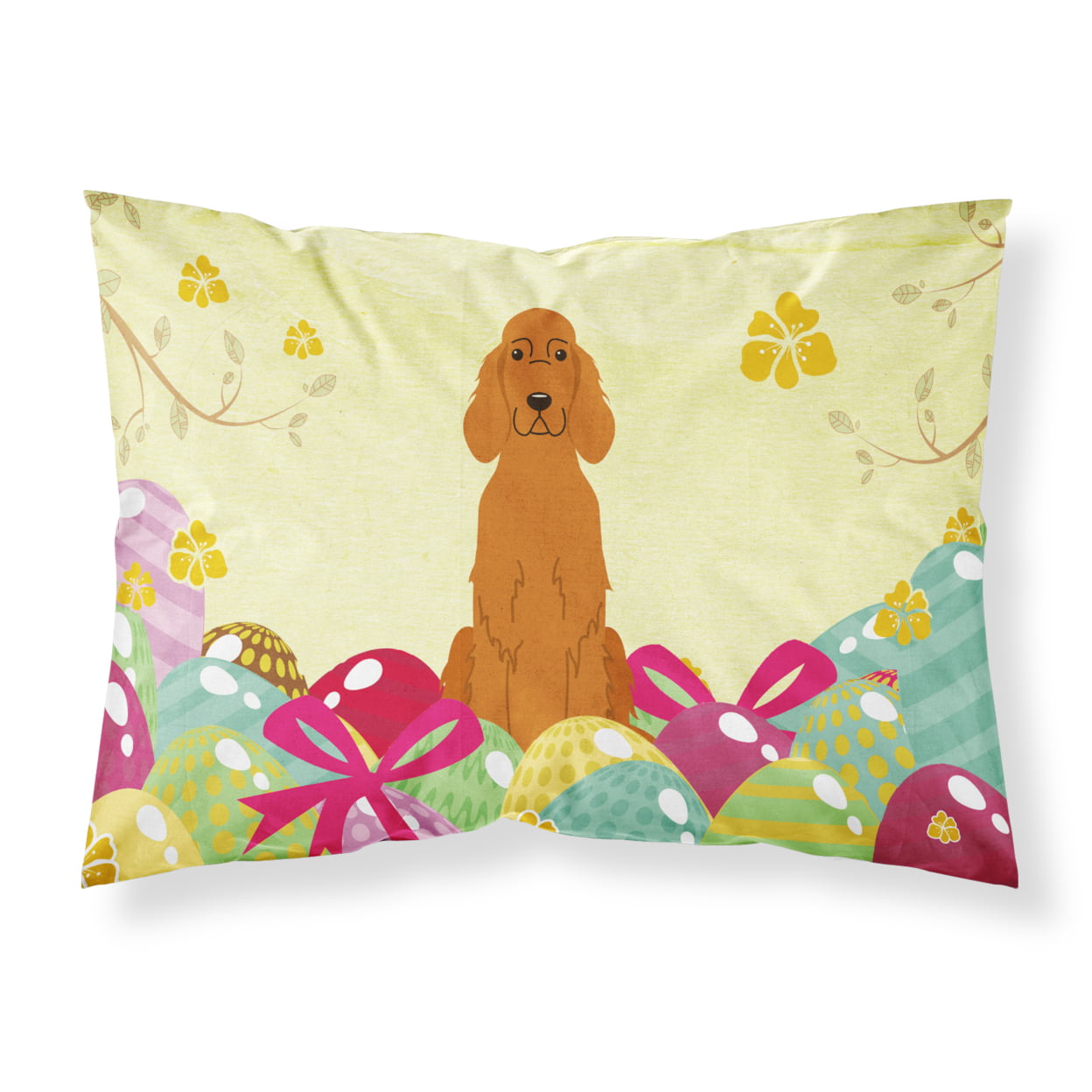 BB6064PILLOWCASE Easter Eggs Irish Setter Fabric Standard Pillowcase