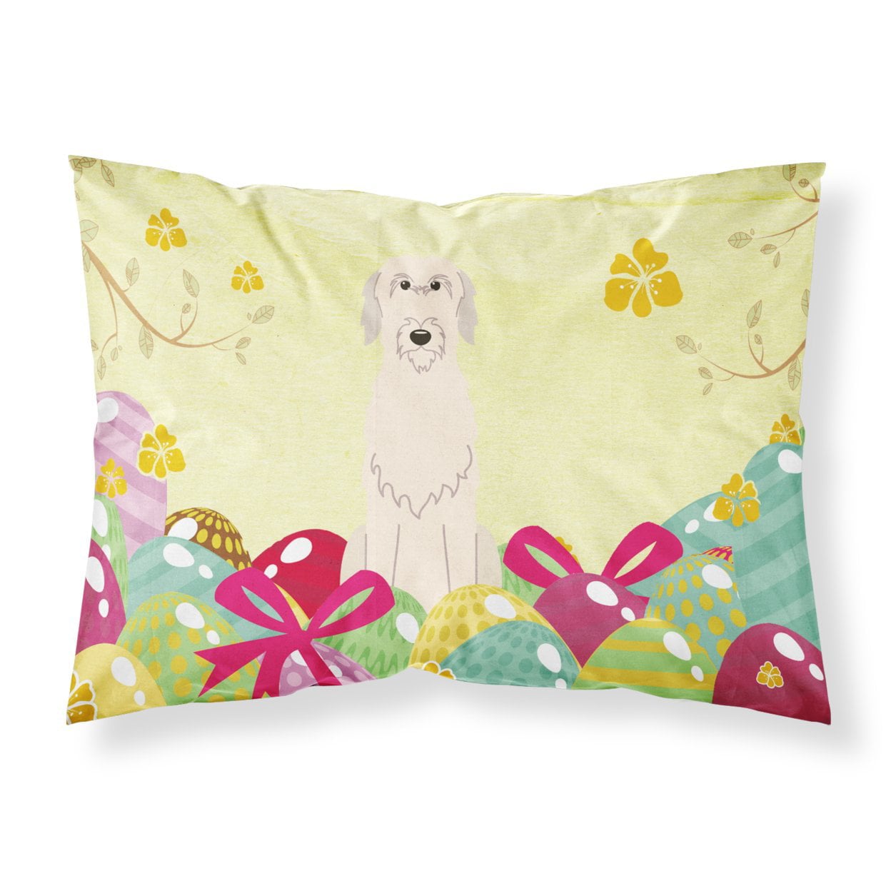 BB6065PILLOWCASE Easter Eggs Irish Wolfhound Fabric Standard Pillowcase