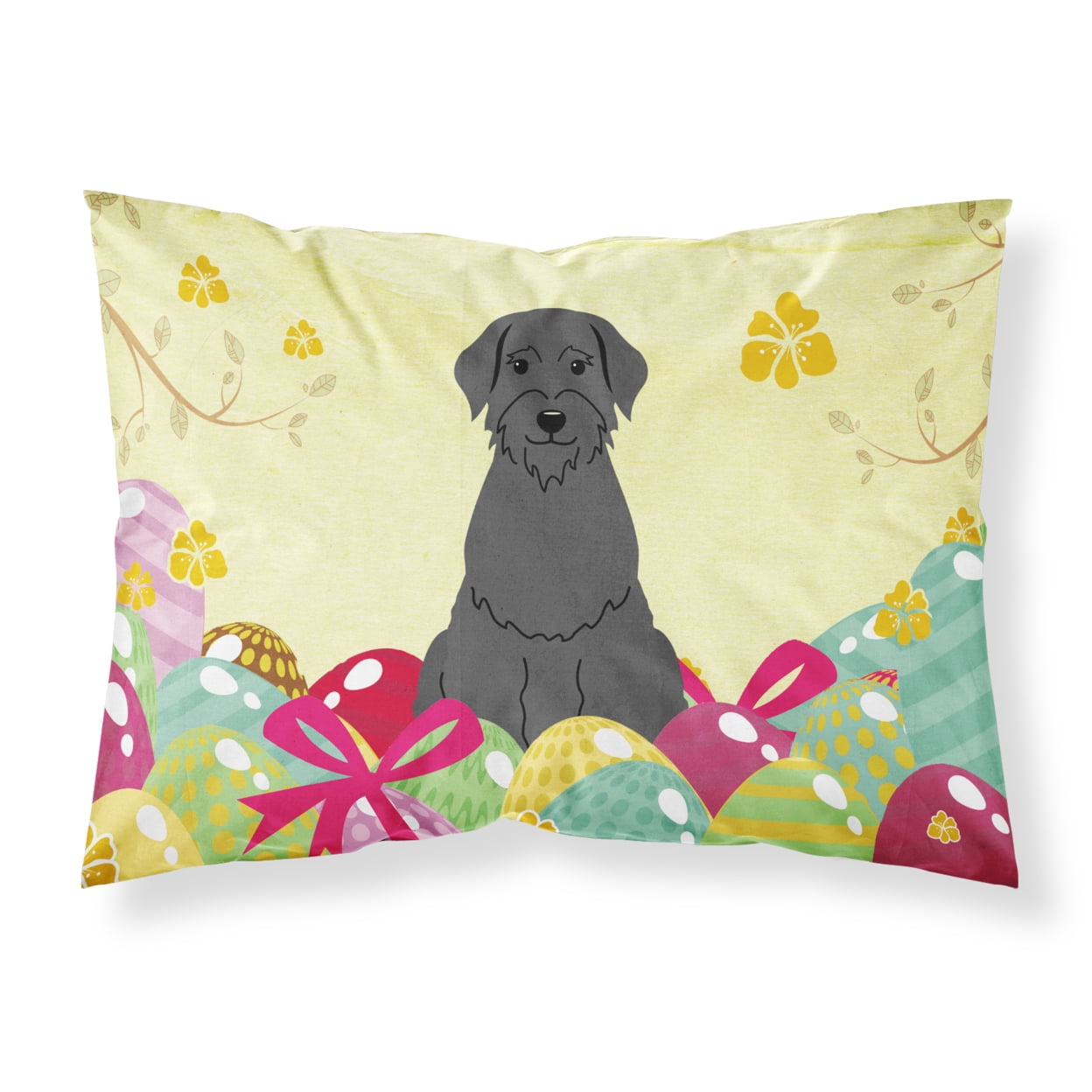 BB6066PILLOWCASE Easter Eggs Giant Schnauzer Fabric Standard Pillowcase