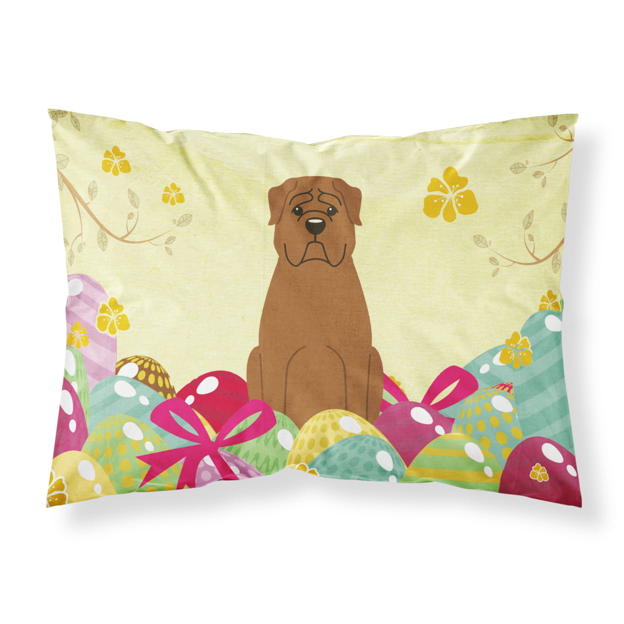 BB6073PILLOWCASE Easter Eggs Dogue De Bourdeaux Fabric Standard Pillowcase